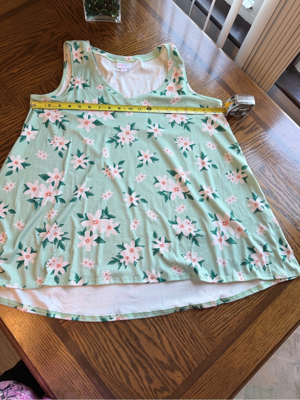 LuLaRoe Mint Green Floral Tank Top